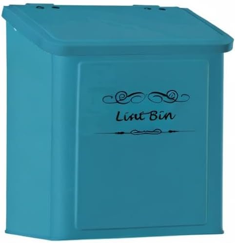 ELITAPRO Lint Holder Bin for Laundry Room - Farmhouse Magnetic Lint Bin with Lid - Wall Mounted Laundry Trash Can for Dryer, Washer - Laundry Room Organization and Storage - Hanging Lint Box (Teal)
