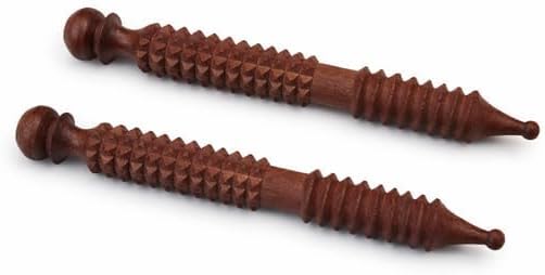 Wooden Massage Tool Set with Handheld Massage Roller, Wooden Meridian Massage Sticks, Mushroom Massage Tool and Finger Massage Rings | Manual Body Massage Kit | 6 Piece Set