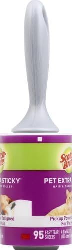 Scotch-Brite Pet Hair Extra Sticky Lint Roller, 95 Sheets Total,1 Pack | Designed for Removing Fur + Fluff on Couches, Clothes, Dog and Cat Beds, & More
