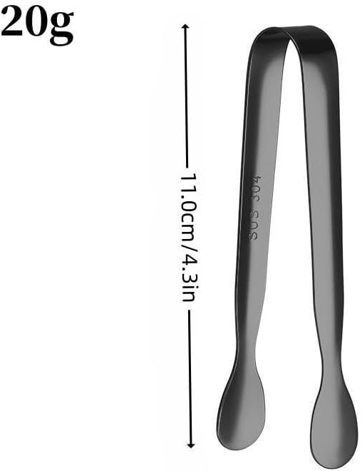 4.3 Inch Mini Serving Tongs Set of 7, 304 Stainless Steel Ice Tongs Sugar Tongs, Small Kitchen Utensils Gadgets for Appetizers, Tea Party, Coffee Bar, Desserts(Dishwasher Safe, Black)