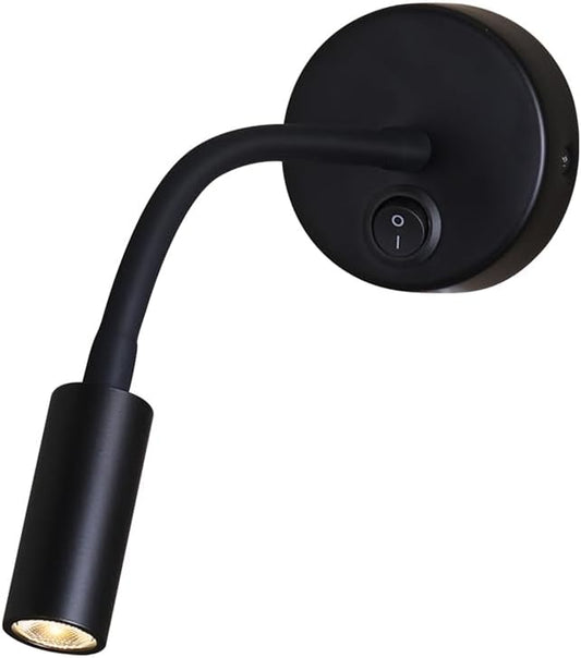 LED Reading Lamp 3W Warm White 3000K for Reading Books Black Plug Cord 2PCS (RS032)