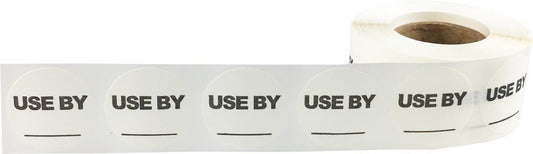 InStockLabels Dissolvable Use By Labels, 1 Inch Round, 500 Stickers | Blank space for shelf life, prep and rotation details, adhesive food container stickers for meal storage and restaurants