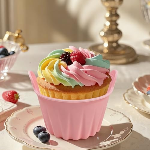 3pcs Silicone Air Fryer Cups – Reusable Non-Stick Baking Liners Good for Muffins, Eggs, Cupcakes, Black