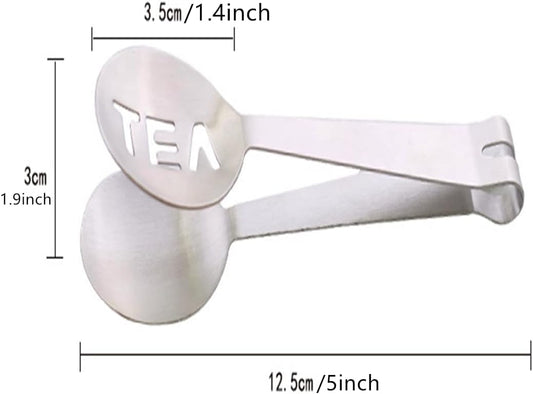 Tea Bag Squeezer, 2PCS Stainless Steel Tea Bag Spoon, Teabag Tong Strainer Holder for Loosing Leaf, Gripping Ice Cube, Sugar (Silver)