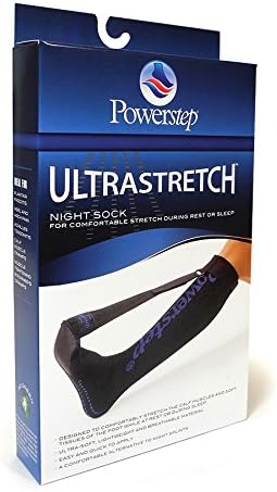 PowerStep UltraStretch Plantar Fasciitis Night Splint, Adjustable Plantar Fasciitis Brace, Plantar Fasciitis Relief, Achilles Tendonitis Support, Gentle Stretch Compression Sock for Heel & Foot Pain, Regular (Black)