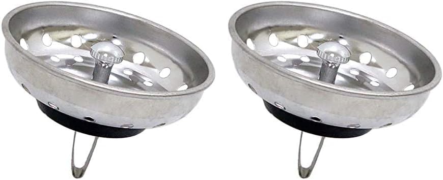 Kitchen Sink Basket Strainer Replacement for US Standard Drains (3-1/2 Inch), Premium 304 Stainless Steel Body W/with Brass Post (Spring Clip) 1 Pack