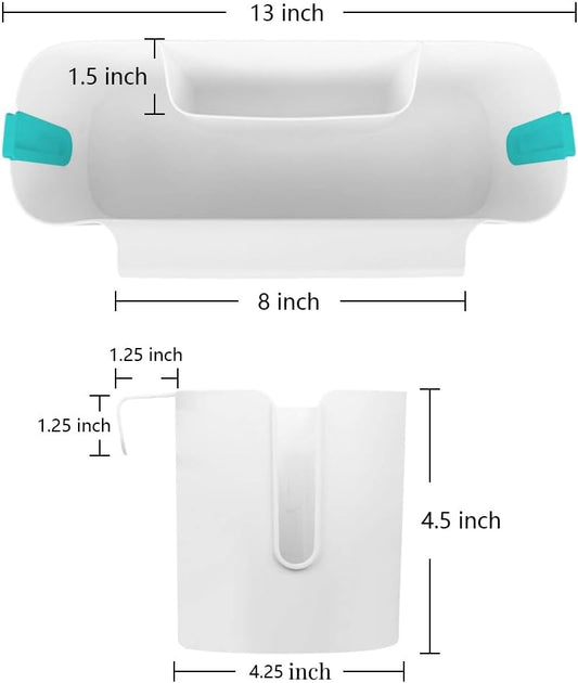 Bedside Caddy Hanging Basket Organizer with Hooks Dorm Bunk Beds Shelf Night Table Storage Holder for Remote Controls Magazines Phone Glasses Bottle (White)