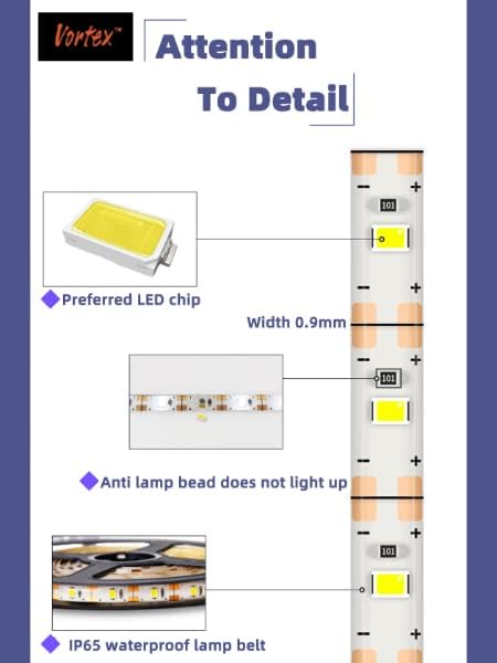 Vortex HJ-J0083W2 USB LED Strip Lights with Motion Sensor, Cool White 3m Dimmable LED Closet Light Motion Activated, Under Cabinet or Bed Strip Light(3 Meter, Warm White)(Two Pieces Package)