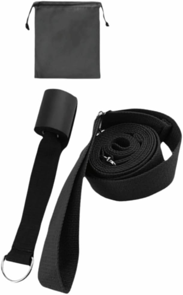 Over Door Ballet Leg Stretch Strap with Door Anchor, Black | Door Anchor Included, Metal Buckles And D-Rings, Storage Pouch, Splits And High Leg Stretches, Home Studio Gym Travel