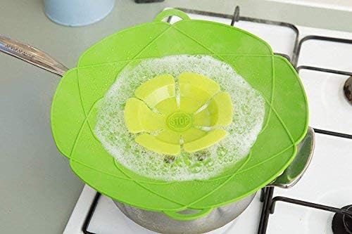 Boil Over Safeguard - Lid Stops Pots and Pans from Messy Spillovers - Silicone Boil Buddies - Multi-Function Cooking Tools Flower Cookware - 1Pc