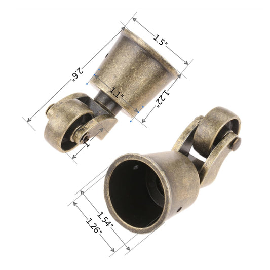 dophee 4Pcs Bronze Swivel Round Cup Caster for 25-30mm/1"-1.18" Wood Legs | Vintage Universal Metal Pulley Wheel Swivel Wheel Caster for Chair Table Sofa Cabinet Furniture Hardware