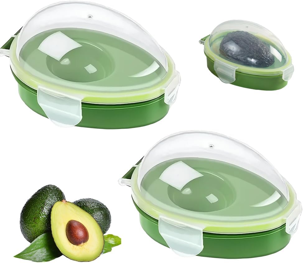 Avocados Saver Keeper Container for Fridge, Reusable Avocado Holder to Keep Avocados Fresh, Free Fruit Storage Containers for Fridge with Snap-On Lid, Dishwasher Safe Kitchen Gadget (1)
