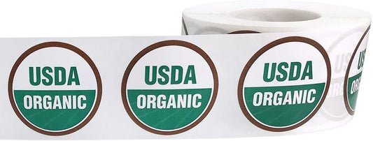 USDA Organic Labels 1 1/2 Inch Round Circle Dots 500 Adhesive Stickers