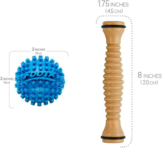 Body Back Wooden Foot Roller & Foot Star® Massage Ball Bundle for Foot Pain | FSA Eligible Foot Roller & Massage Ball For Trigger Point Therapy, Full Body Massage Tool For Plantar Fasciitis, & Relaxation