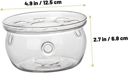 PRETYZOOM Glass Teapot Warmer Base Elegant High Borosilicate Glass Candle Holder for Tea Lovers Compact Design for Home Office Hotels and Tea Houses