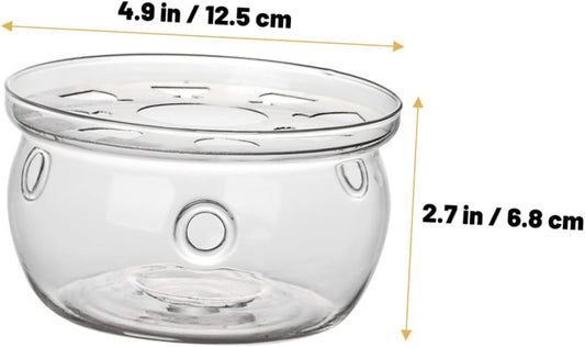 VOSAREA Glass Teapot Warmer Heating Base High Borosilicate Glass Tea Warmer for Home Use Elegant Desktop Teapot Heater Candle Holder for Loose Leaf Tea and