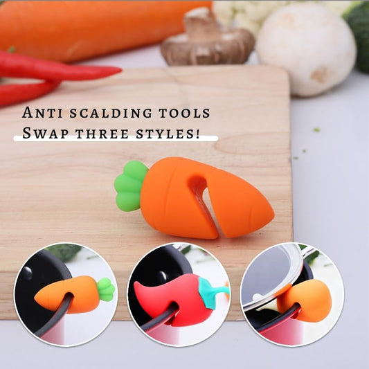 Silicone Pot Lid Lifter Set, Anti-Overflow Spill Stopper Kitchen Gadgets, Carrot Chili Gourd Shapes, Heat-Resistant, Multicolored, 9 Pieces