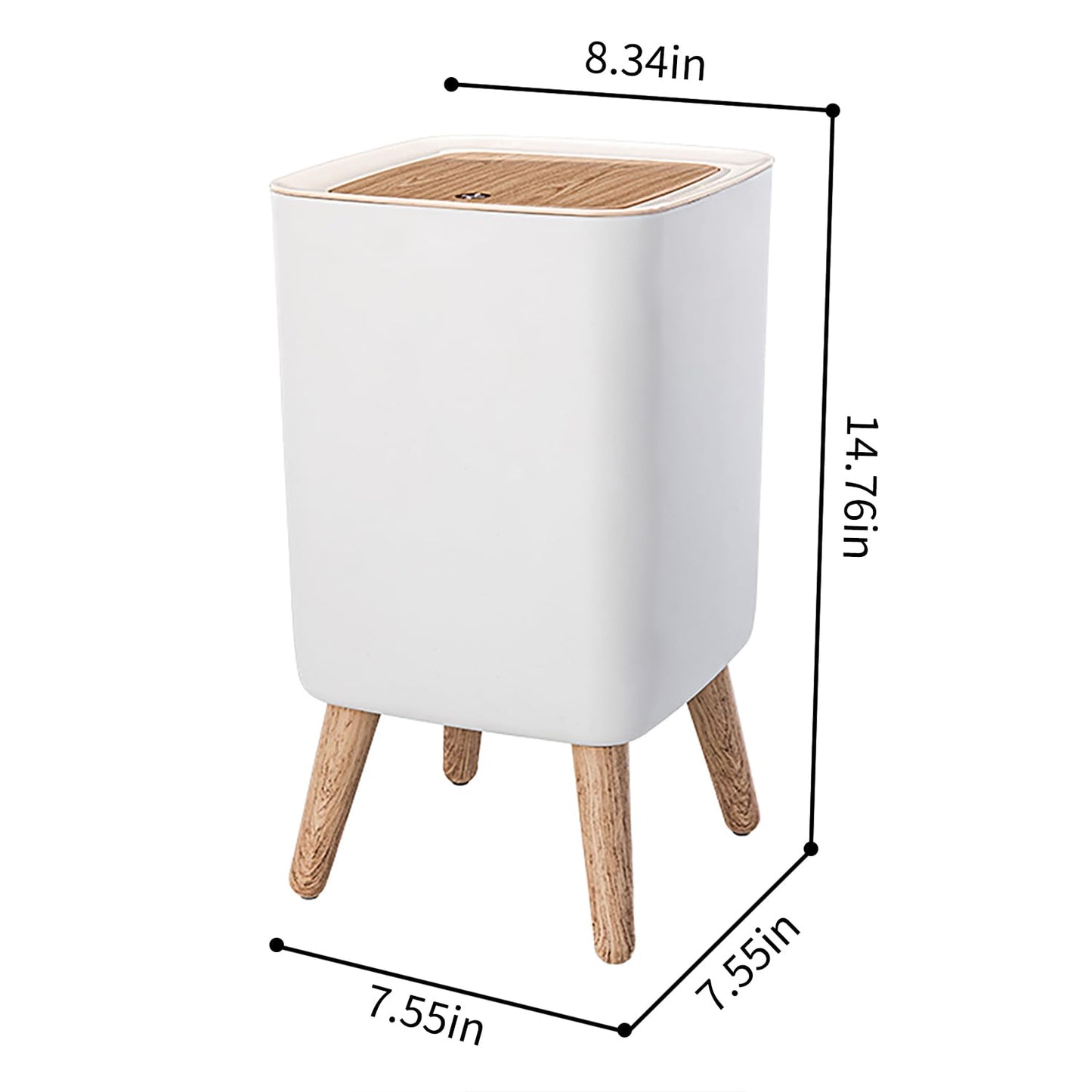 WanWanKa Mini White Plastic Trash Can, 2.6 Gallon Capacity, Slim Design, Anti-Odor, Easy to Clean, Suitable for Any Place | 10Liter Nordic Modern Waste Basket,Plastic Trash bin Suitable for Kitchen, Bathroom, Bedroom, Living Room, Office, Outdoor