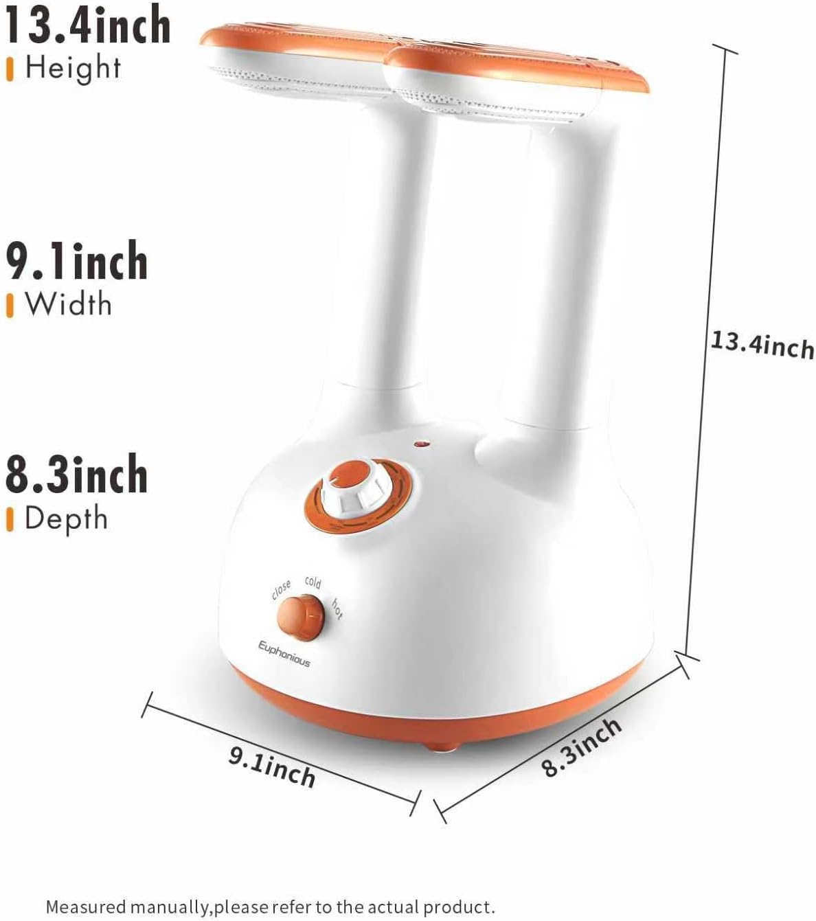 Euphonious Boot Dryer, Shoe Dryer with 6-Timer Settings, Boot Dryer for Work Boots and Winter Boots, Two mode Quick-Dry&Gentle-Dry, White/Orange