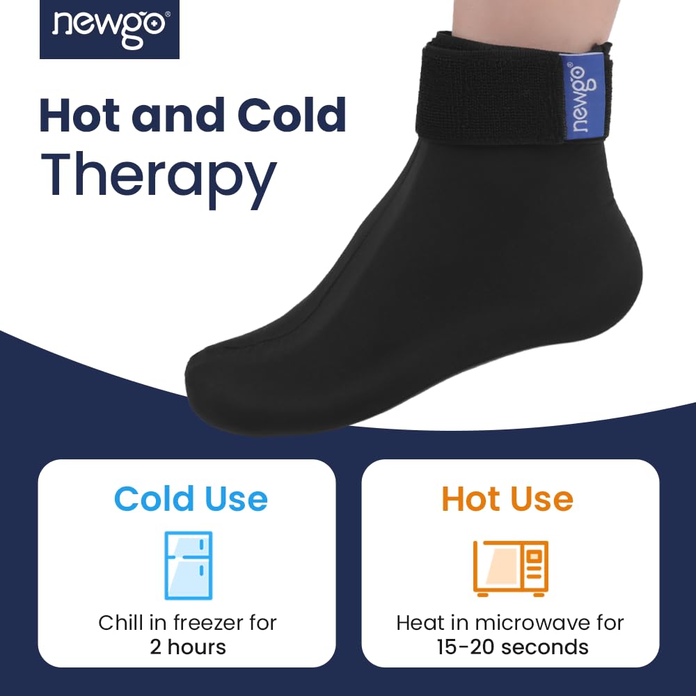 NEWGO Cold Therapy Sock, Ice Pack for Neuropathy & Plantar Fasciitis | Reusable Gel Ice Pack Wrap for Ankle & Foot, Full Foot Coverage, Soothes Neuropathy, Swelling, and Sprains, Single Unit