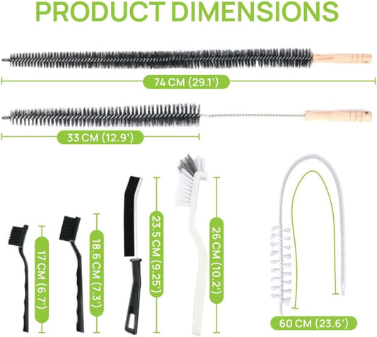 8 Pack Multi-Purpose Washing Machine & Dryer Vent Cleaning Kit | Dryer Lint Cleaner, Grout, Crevice & Lint Trap Cleaning Tools, Long Handle Laundry Brushes, For All Washers, Flexible