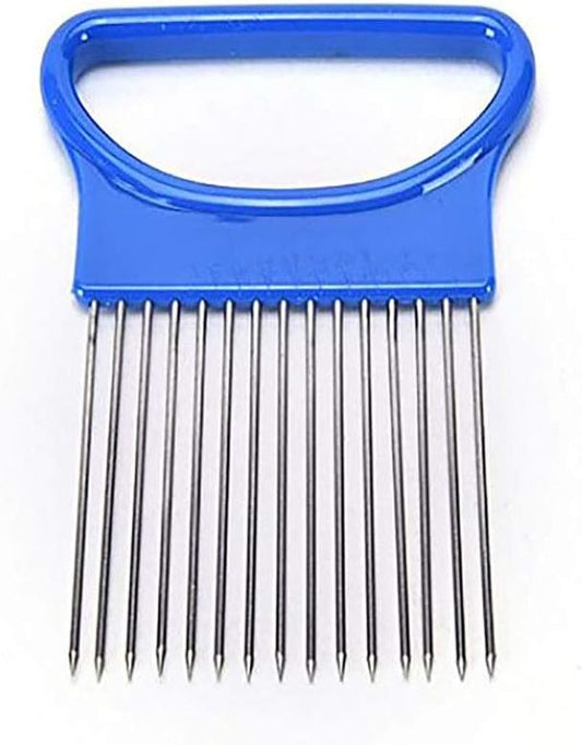 2Pcs Onion Holder Slicer, Stainless Steel | Onion Holder for Slicing, 10 Long Needles, Vegetable Chopper, Food Slicing, Multi-Purpose Cutter for Tomato Potato Lemon