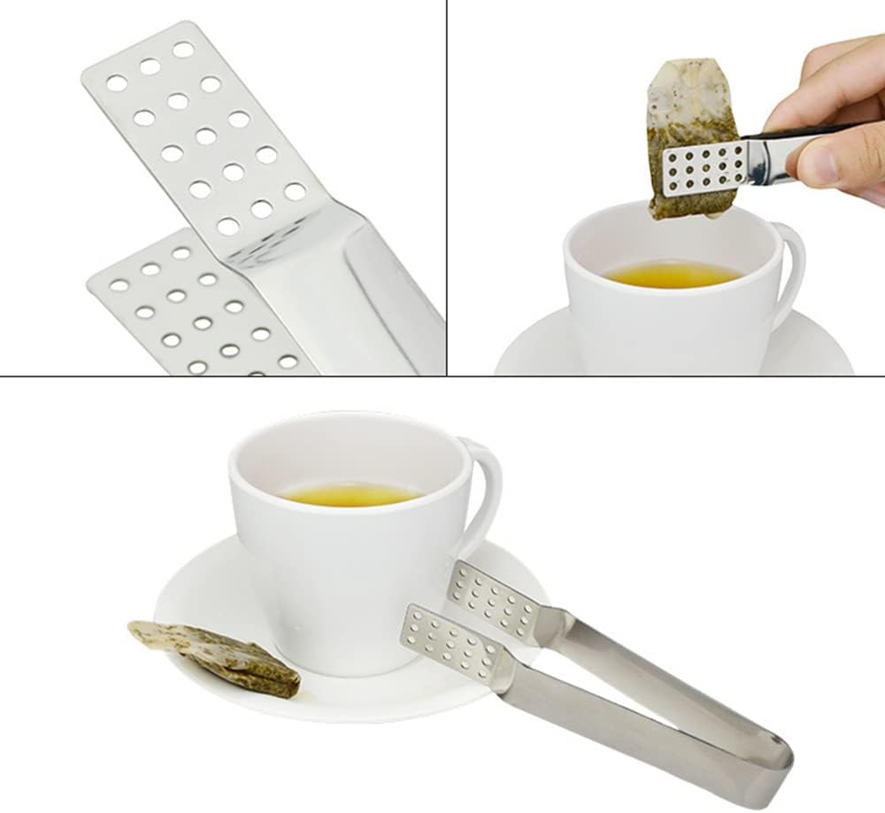 3 PCS Tea Bag Squeezer Stainless Steel Tea Bag Tongs Tea Bag Strainer Clip for Loose Tea Loose Leaf Gripping Ice Cube, Tea Bag Sugar
