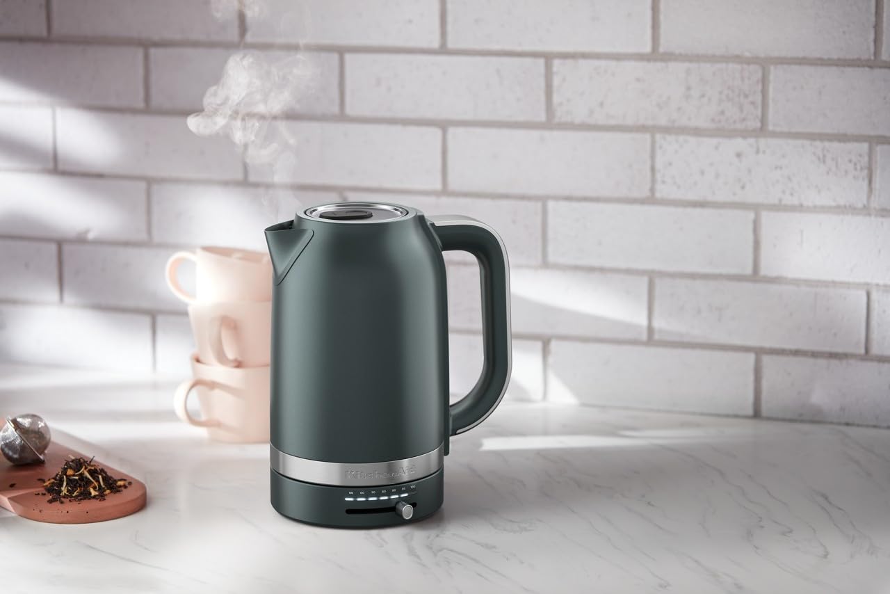 KitchenAid 1.7L Electric Kettle, Temp Control KEK1701, Juniper | Automatic Shut Off After Boiling, Variable Temperature Control, Removable and Washable LimeScale Filter