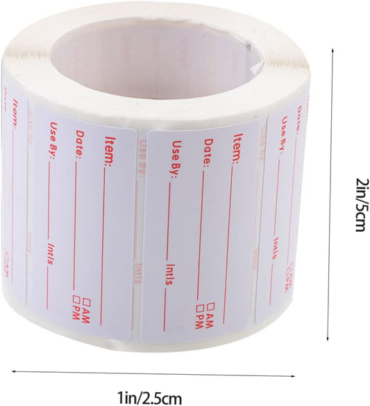 TEHAUX 1roll Writing Rotation Labels Food Labels Stickers Tiny Stickers for Day Dots Dry Surface Adhesive Removable for Restaurant Home and Grocery Stores