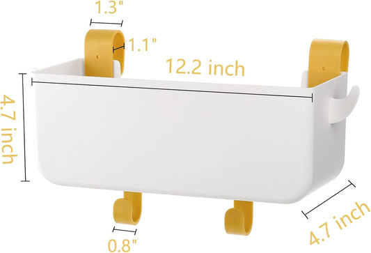 yarlung 2 Pack Bedside Organizer Hanging Caddy, Bunk Bed Shelf Plastic Storage Basket with Hooks for Dorm, Bathroom Handrail, Remote Holder, Bottles, Office Supplies