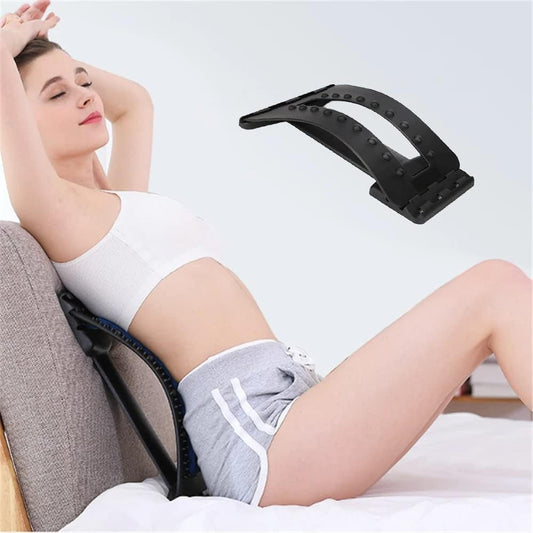 Back Magic Multi-Level Back Stretching Device,Back Alignment Device,Lumbar Stretcher Spinal, Lower and Upper Muscle Pain Relief(Black)
