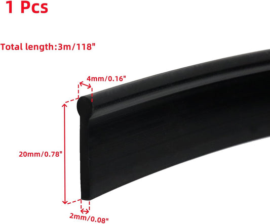 Oedema 118 Inch Shower Door Bottom Seal Strip, Black | Silicone, Waterproof, Shower Sweep Weather Stripping, for House and Glass Doors