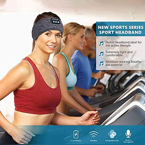 Wireless Bluetooth Sports Headband Headphones Ultra-Thin HD Stereo Perfect for Sleeping,Workout,Jogging,Yoga,Insomnia, Air Travel, Meditation Gray