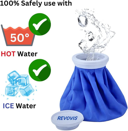 Ice Cold Pack Reusable Ice Bags Hot Water Bag for Injuries, Hot & Cold Therapy and Pain Relief with Elastic Breathable Support Wrap, 4-Pack, 3 Sizes (6"/9"/11") For Hot Therapy is 60℃ (4 IN 1)