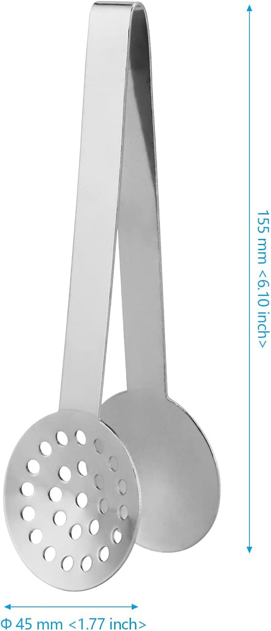 8 Piece 6 Inches Teabag Squeezer, Stainless Steel Tea Bag Tongs, Round Tea Filters Coffee Bag Squeezer Strainer Holder Serving Tongs Tool for Tea Bags, Gadget, Ice Cube, Silver