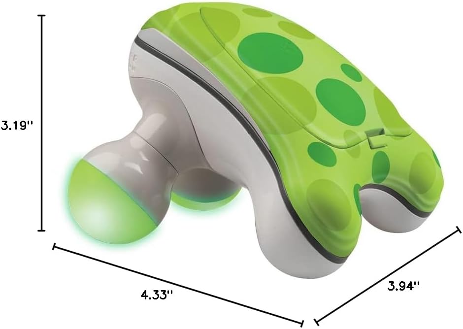 Homedics Ribbit Mini Handheld Massager Green, Blue or Pink (Color May Vary) | Vibrating Electric Massager with Comfort Grip and LED Light, Batteries Included, Comes in variable colors