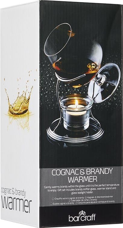 BarCraft Brandy Glass and Warmer Gift Set, 350ml Glass, Tea Light Holder and Metal Stand, 3-Piece Set