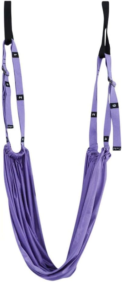 Yoga Stretching Strap, Adjustable Height Leg Stretcher Waist Back Stretch Band Aerial Yoga, Anti-gravity Inversion Exercises Door Flexibility Tensile Trainer for Rehab Pilates Dance Splits (Purple)