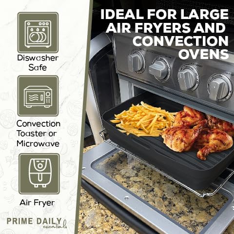 Silicone Air Fryer Toaster Oven Tray Liner – Extra-Large Capacity, Microwave Safe, Easy Cleanup - Includes Mitts & Tongs