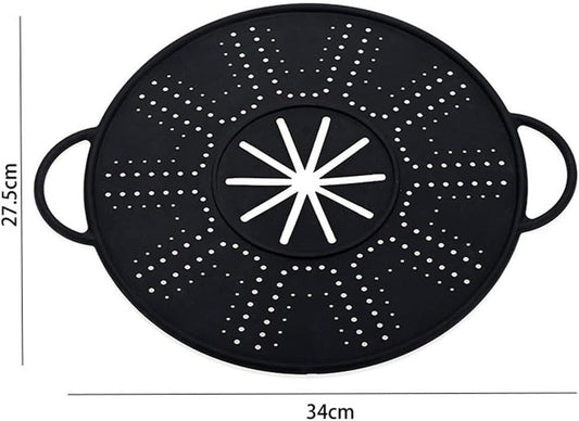 Spill Stopper Lid Cover, Anti Spill Lid Cover, No Boil Over Lid, Pot Cover Silicone Spill Stopper Lid, Boil Over Safeguard, Multi-Function Kitchen Tool for Pots and Pans(black)