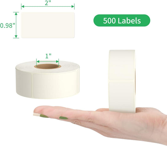 Methidc Dissolvable Food Storage Labels ,Dissolves in Water in 30 Seconds - No Adhesive Residue - Perfect for Glass, Metal, Plastic Containers ,Blank White 1 X 2 Inch 500 Stickers(1 Roll)