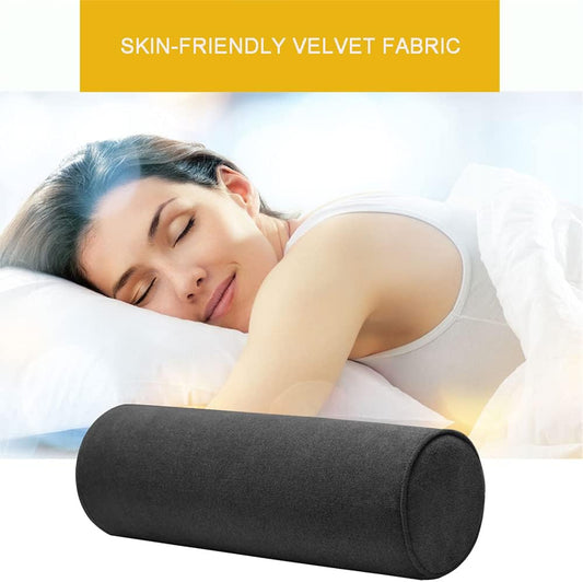 Cylinder Round Memory Foam Support Pillows Cervical Neck Roll Pillow with Pillowcase Soft, Comfortable and Breathable for Sleeping, Chair, Car, Sofa,Travel (Light Coffee, 18x6)