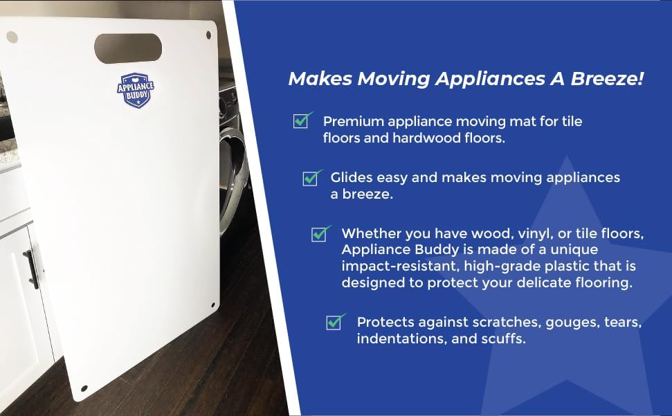 Appliance Buddy/Mover - Appliance Slider for Ultimate Floor Protection - Premium Moving Mat for Tile Floors and Hardwood Floors - Glides Easy and Makes Moving Appliances A Breeze