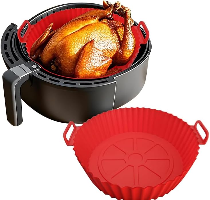 2 Pack,Air Fryer Silicone Liners Compatible With COSORl Air Fryer Or 5 QT Or Bigger (Red+Blue)