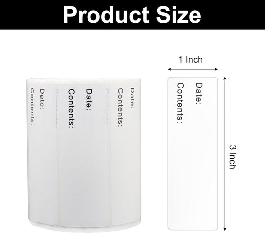 Hitefu 500 Pcs 1x3 Inch Freezer Labels, Removable No Residue Food Storage Containers Labels for Food Containers, Mason Jars & Kitchen Storage, Oil & Water Resistance