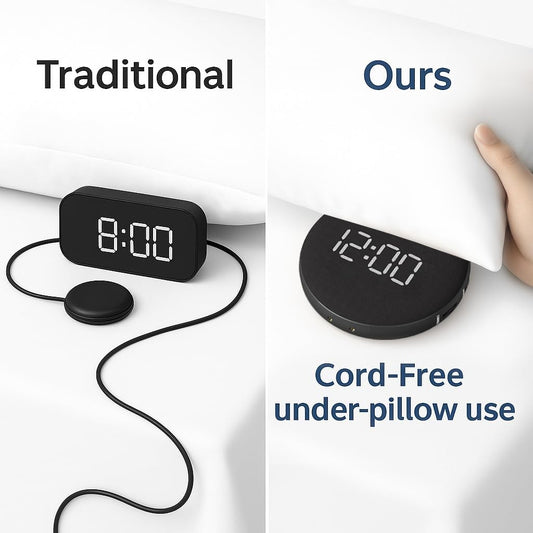REACHER Loud Vibrating Alarm Clock with Bed Shaker for Heavy Sleepers