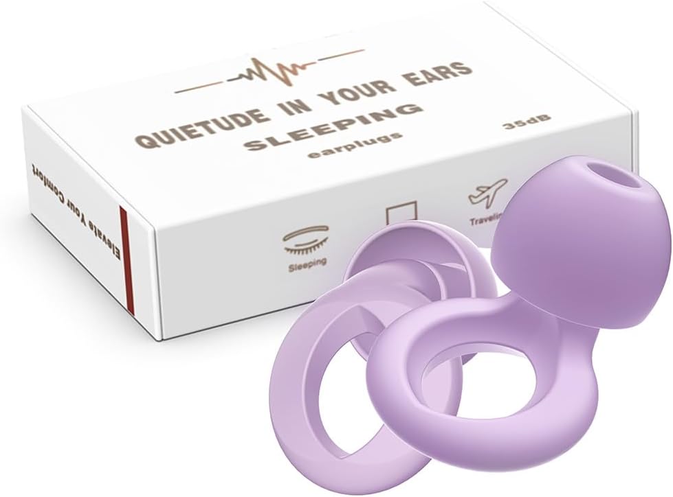 Ear Plugs for Sleeping, 2 Pairs Ear Plugs for Sleeping Noise Cancelling, 35dB Reusable Silicone Earplugs for Noise Reduction, Sleep, Work, Hearing Protection, Concert and Snoring, Black