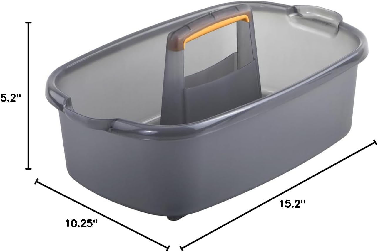 Casabella Plastic Multipurpose Cleaning Storage Caddy with Handle, 1.5-Gallon, Clear