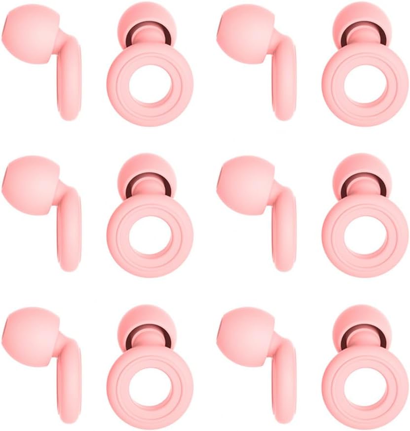 6 Pairs Soft Silicone Earplugs Reusable Noise-Reducing for Concerts, Sleep, Focus, Travel, Adjustable Size 28dB (SNR) Noise Reduction White