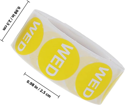 7 Rolls Weekday Label Stickers Adhesive Date Marking Dots for Restaurant Management Removable Day of Week Stickers for Calendars Notebooks and Meal Prep